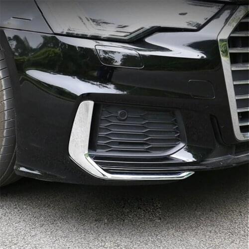 For Audi A6 C8 2019 2020 ABS Front Fog Lights Lamp Eyelid Eyebrow Strip Molding Garnish Cover Trim 2 Piece