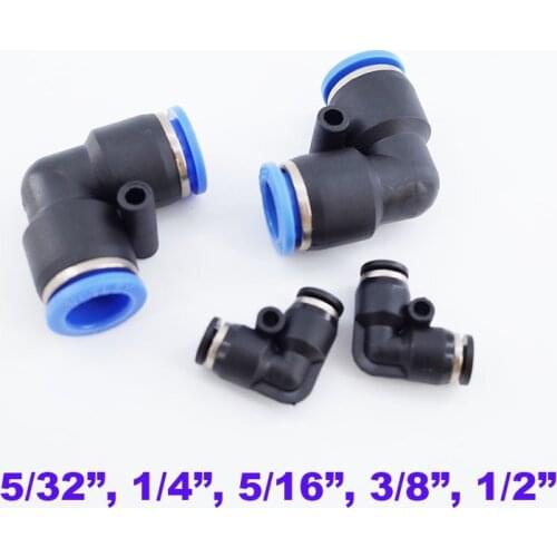 10pcs a lot L type air elbow plastic pneumatic fittings 5/32 1/4 5/16 3/8 1/2 inch quick hose connector right angle pipe joint