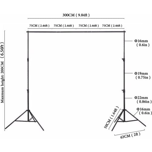 6x10ft support photo background stand 2x3m backdrop Stand for photo studio accessory support eqipment fotografia
