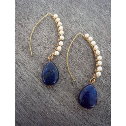 Wire wrapped with Lapis Lazuli Gemstone and Spinel gemstone small beads