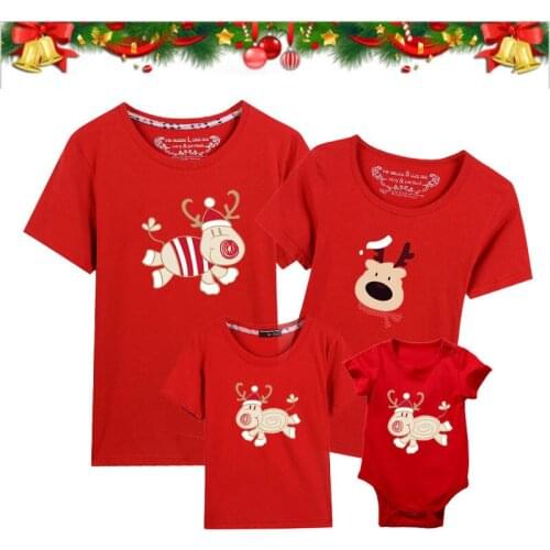 Christmas Clothing Dad Mom Baby T-Shirt Clothing Family Matching Outfits Clothes Men Women Kids Mommy and Me Shirt Baby Romper