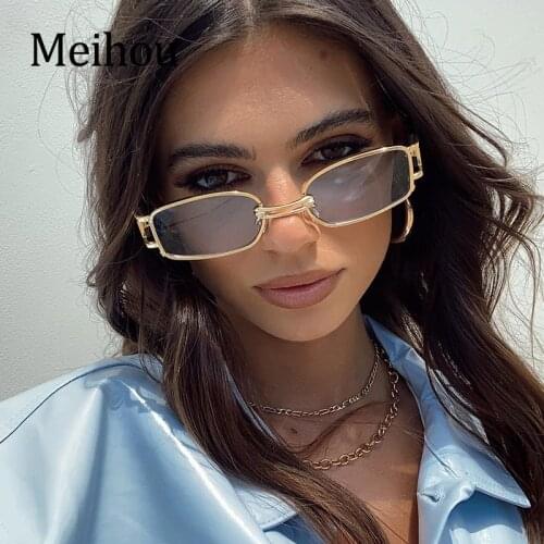 Retro Brand Small Rectangle Sunglasses Women Fashion Brand Square Sunglasses Men Travel Shades Clear Sun Glasses For Female