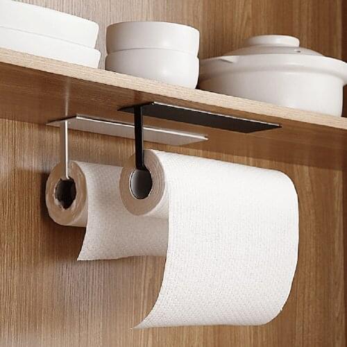 New Kitchen Self-adhesive Accessories Under Cabinet Paper Roll Rack Towel Holder Tissue Hanger Storage Rack For Bathroom Toilet