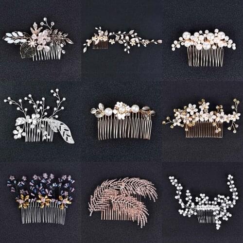 28pcs Women Hair Combs Crystal Shiny Pearl Handmade Hair Jewelry Accessories Bridal Wedding Elegant Head Decoration Ornament