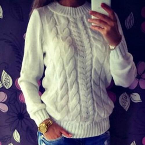 Autumn Winter Women Vintage Pullover Twist Long Sleeve Loose Sweater Knitted Casual Sweater Winter Clothes Women