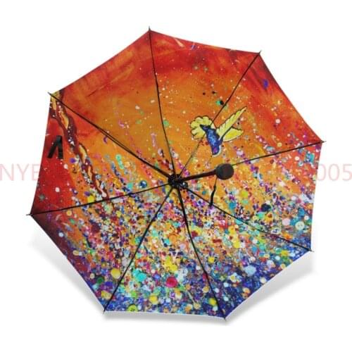 Creative Colorful Hummingbird Umbrella Anti-uv Sun Protection Umbrella Bird 3 Folding Gift Sunny Rainy Umbrellas For Women 20pcs