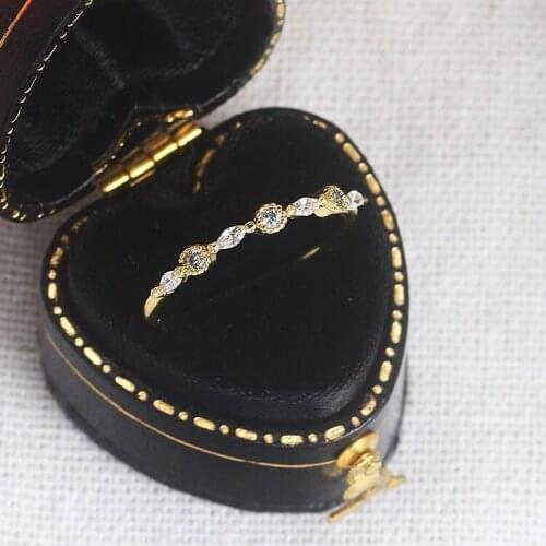 Cute Female White Zircon Stone Ring Rose Gold Silver Color Wedding Rings For Women Simple Leaf Round Crystal Engagement Ring
