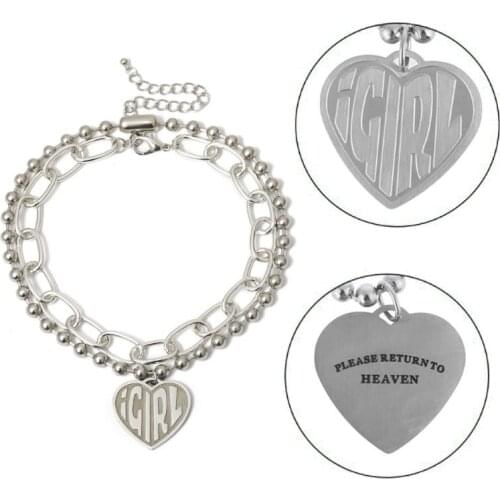 Female Symbol Girls Cool Crush Ball Chain Layer Choker Devil Girl Heart Pendant Necklace Women Gothic Streetwear Jewelry