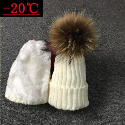 Cllikko Winter hat for Kids Ages 1-18 Knit Beanie High quality winter baby hat for children fur Pom Pom Hats for girls and boys