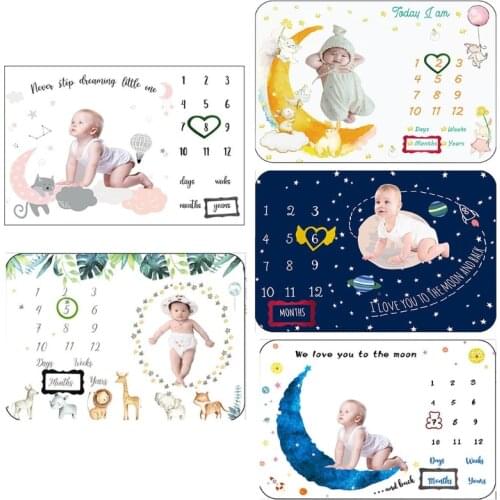 1 Set Baby Monthly Record Growth Milestone Blanket Newborn Photography Props Accessories Creative Background Cloth Infant N84E