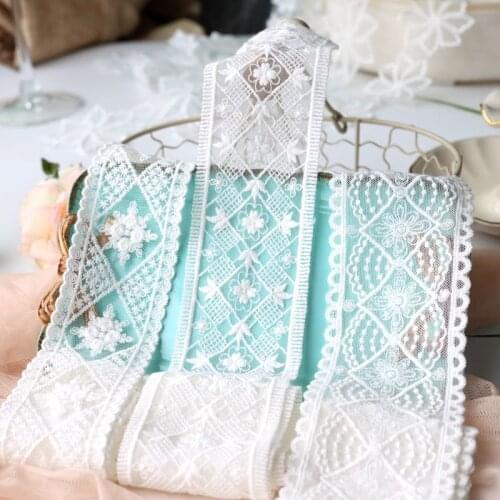 19Yards/Lot Milk White Mesh Cotton Embroidery Clothing Lace Item Needlework Sewing Accessories Handmade DIY Garment 229