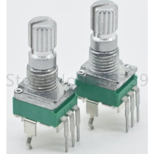 2pcs Precision adjustable potentiometer R09 vertical bending foot single B10K 15MM flower axis