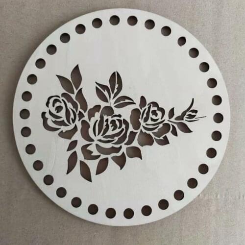 3pcs /Set 20cm Rose FLower Wood Crochet Bottom DIY Wooden Base Of Basket