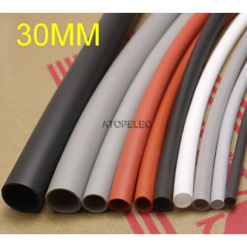 30mm Diameter Flexible 1.7:1 Soft Silicone Heat Shrink Tubing Thick Wall 2500V 200Deg.C High Temperature Black/Red/Gray