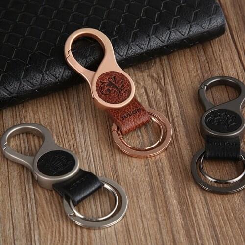 Double loops genuine leather keychain key ring waist hanging key chain key holder high quality sleutelhanger chaveiro llavero
