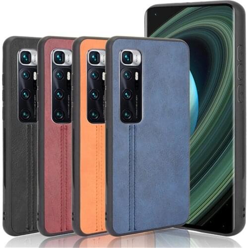 For Xiaomi Mi 10 Ultra Case Luxury Calfskin PU Leather lines Hard Back Cover Case For Xiaomi Mi 10Ultra Mi10 Full Phone Case