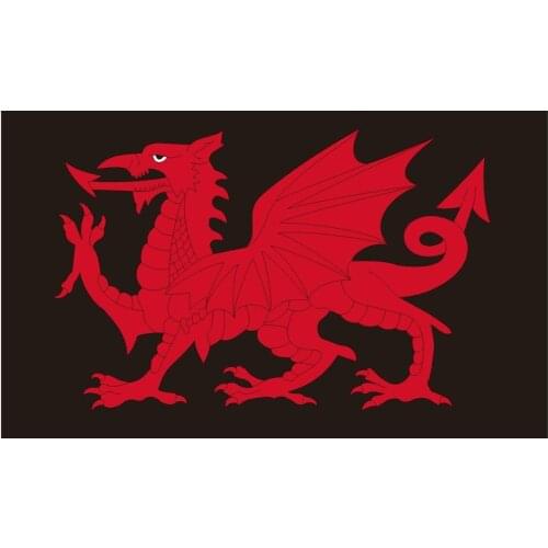 KAFNIK,Custom Wales Dragon Black Flag 90*150cm/128*192cm/192*288cm (2*3ft/3*5ft) for Event/party/home Decorative Flags