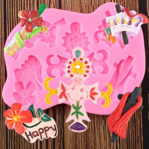 Flower Silicone Mold Halloween Cross Cupcake Topper Fondant Cake Decorating Tools Chocolate Candy Polymer Clay Moulds