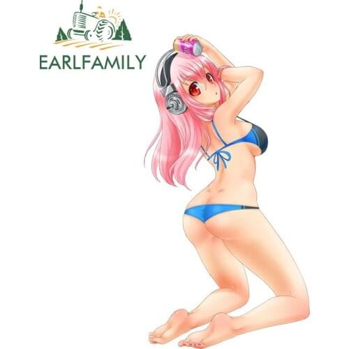 EARLFAMILY 13cm x 6.9cm for Super Sonico Car Stickers Fashionable Occlusion Scratch Decals Sunscreen Trunk Refrigerator Decor