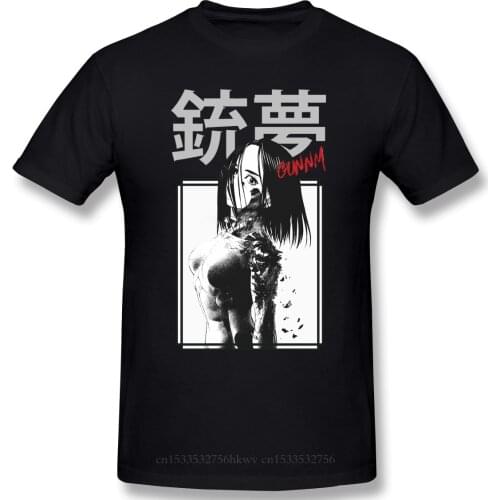 T-Shirt for Men Gunnm 100% Cotton Battle Angel Alita Comics Business Jump T Shirt 6XL Funny Plus Size Clothes