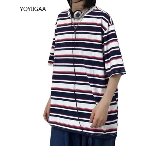 Fashion Womens Long Sleeve T-Shirt Tops New Oversized Stripe Female Tshirt Casual O-neck Hipster Women T Shdirt Loose Tee Tops