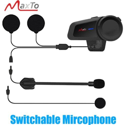 Maxto M2 Universal Motorcycle for Full/Half Face Helmet Headset 6Riders Group Talking Intercom Bluetooth 5.0 FM Radio Compatible