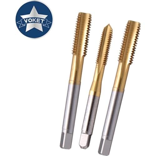 HSSE Metric With Tin Hand Tap M10 M12 M14 M16 M18 M20 M22 M24 X0.5 X0.75 X1 X1.25 X1.5 X2 Screw Fine Thread Straight Groove Taps