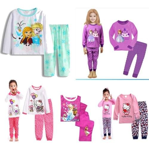 Children Clothing Set Baby Boy Spiderman Anna Elsa Minnie Kid Pyjama Pijama Girl Sleepwear Toddler Long Sleeve Pajama Set