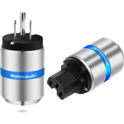 Monosaudio Pair M106(R)/F106(R) 99.998% pure copper rhodium plated hifi AC US power plug,with IEC connector power plug