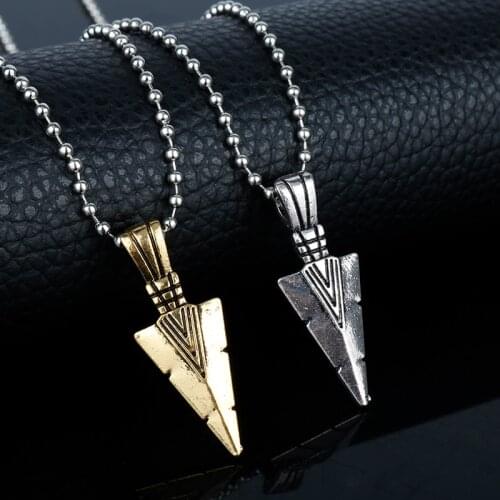 MQCHUN Fashion Hot 1PC Mens Alloy Arrow Necklaces Pendant Necklace Long Chain Gold Jewelry Punk