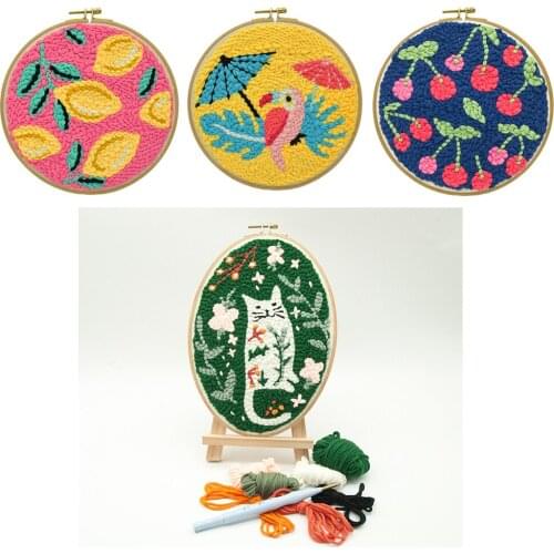 Punch Needle Embroidery Starter Kit Hoop DIY Needlecraft Handcraft for Kid Adult