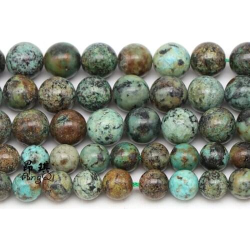 Natural Stone African Turquoises Round Loose Beads 15" Strand 4 6 8 10 12MM Pick Size For Jewelry Making Bracelets Necklaces