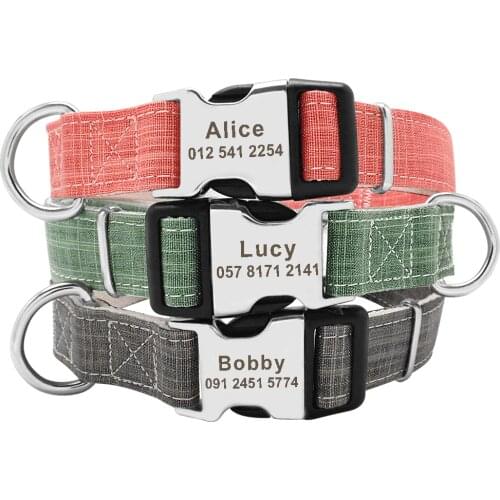 Personalized Dog Collar Nylon Puppy Collars Adjustable Custom Dog Tag Collar For Chihuahua German Shepherd Pet Products Perros