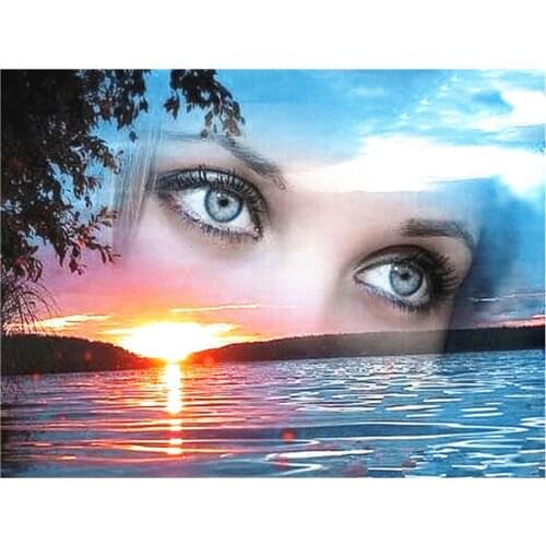 Full Square Diamond Painting Face Rhinestones 5d Embroidery Scenery Handmade Home Decor Cross Stitch Diamond Art Diy Gift