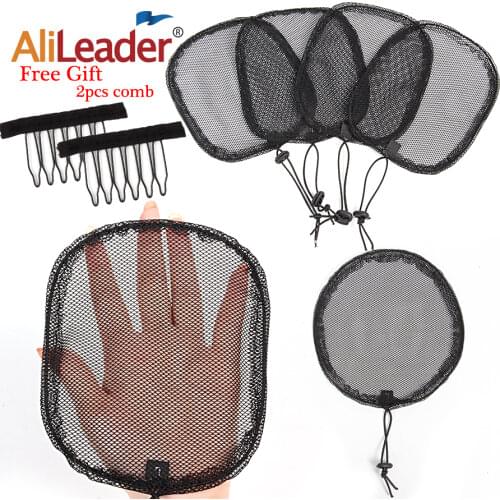 Alileader Good Quality S/L Size 5Pcs Mesh Cap To Make Ponytail Black Poney Tail Wig Maker Hair Bun Net Weaving Cap hairnet