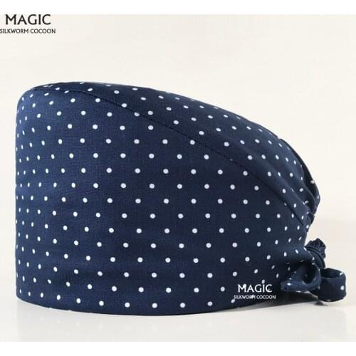 High Quality Cotton Male and female Scrub Hat operating room pharmacy Dentist working cap Elastic Bouffant Nurse Scrub Cap