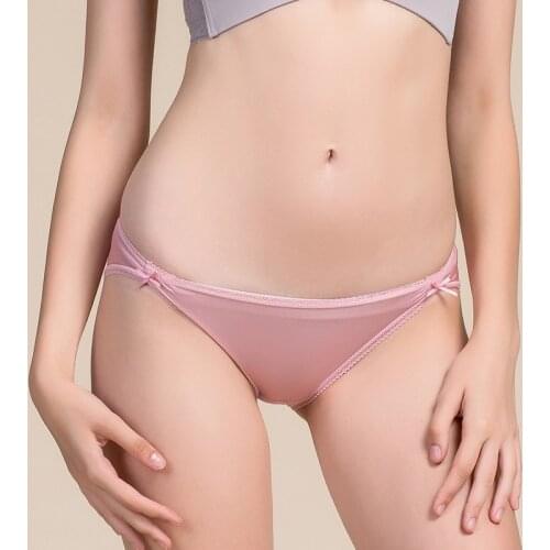 Birdsky, 3PCS Women 100% natural mulberry silk briefs panties bow underwear, low waist soft thin, 9 solid colors. HC-17