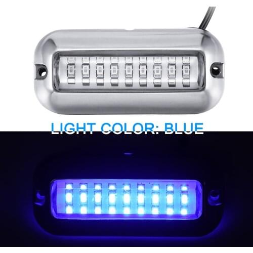 Universal 3.5inch 12V DC White/Blue/Green 27 LED Marine Stainless Steel Under Water Pontoon Waterproof Boat Transom Light IP68