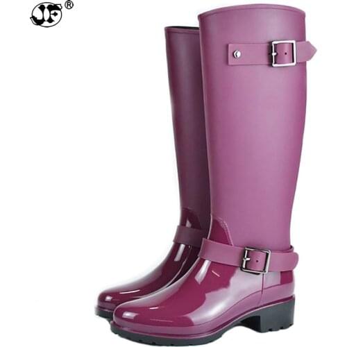 Spring winter boots brand design mid-calf boots student zip rain boots preppy shoes woman buckle rubber rainboots 786