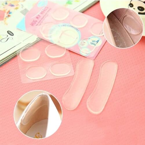 1Pair Woman Shoes Sticker Transparent Silicone High Heels Sandals Protector Prevent Rub Pain Heel Grips Invisible Insole -OPK