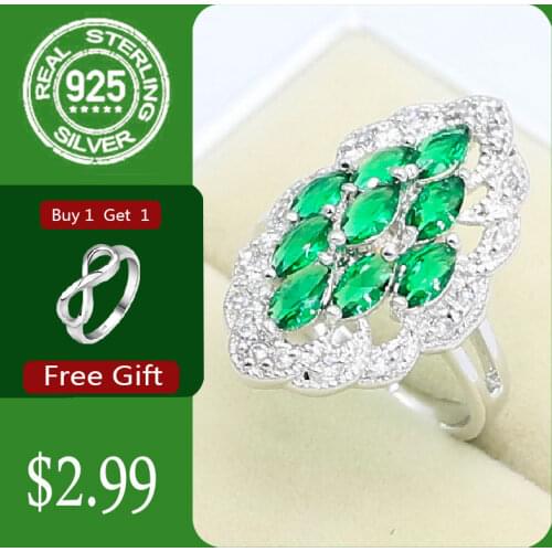 Green Emerald 925 Silver Ring For Women Birthday Jewelry Womens Ring Fashion Women Rings Free Gift