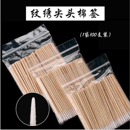 100pcs Disposable Ultra-small Cotton Swab Lint Free Micro Brushes Wood Cotton Swabs Eyelash Extension Glue Removing Tools