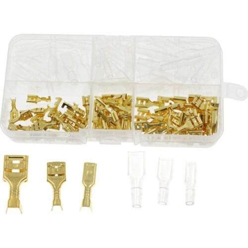 150Pcs 2.8/4.8/6.3MM Wire Connectors Cold Pressed Quick Connecting Specifications Wire Lugs Assorted Kit for Butt Connectors