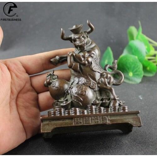 2022 NEW Antique Bronze Wall Street Bullfight Statue Tabletop Ornaments Brass Zodiac Animal Bull Figurines Desktop Decorations