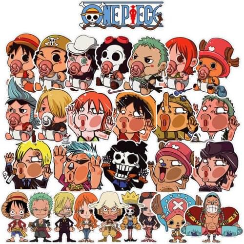 28Pcs/Lot New Arrival Anime Luffy Paper Stickers For Laptop Backpack Home Decal Stationery Stickers