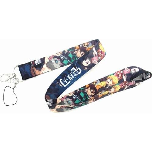 30 pcs cartoon Kimetsu no Yaiba Neck Strap Lanyards Badge Holder Rope Pendant Key Chain Accessorie