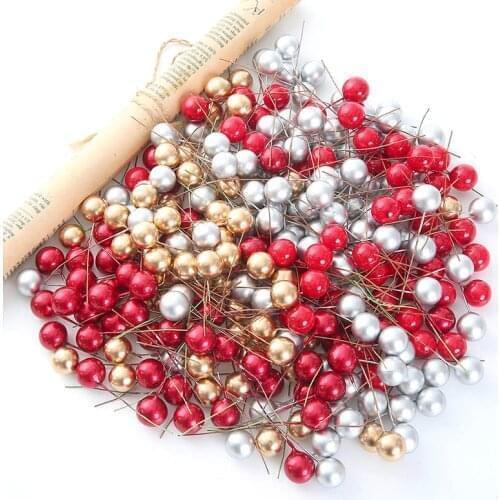 5pcs Artificial Berry DIY Christmas Wreath Accessories Fake Red Holly Berries Wedding Xmas Party Decoration Home Decor New Year