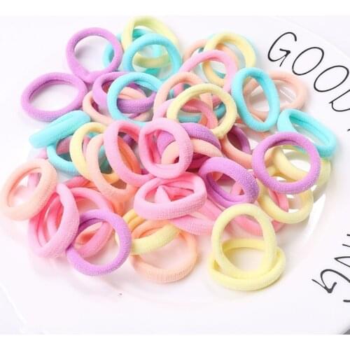 50pcs 2.8cm Baby Girls Scrunchy Elastic Hair Bands Candy Color Rubber Bands Headband Decorations Headwear Hair Accessories