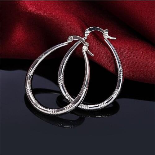 925 Silver U Hoop Thread Earring For Women Fashion Wedding Jewelry Gifts