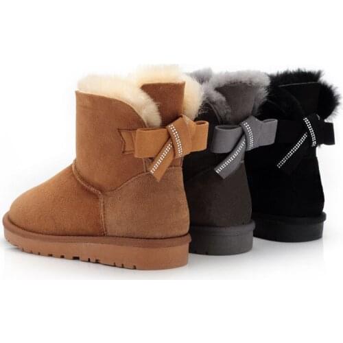 Australia Classic Natural Fur Boots Non-slip Genuine Leather Snow Boots Warm Sheepskin Wool Winter Boots Ankle Boots Women Shoes